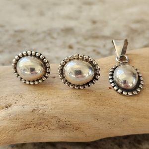 Sterling silver earrings and pendant